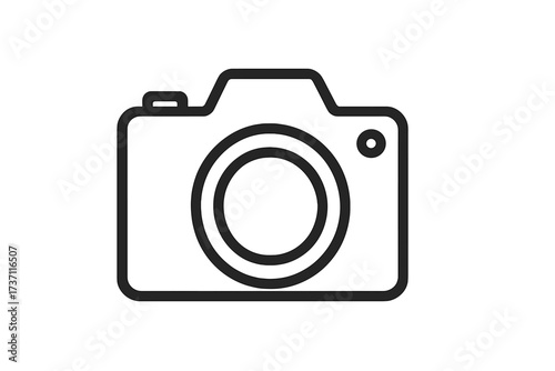 Camera icon. Photography symbol. Photo sign for website, logo, app. Pictogram digital image capture. Line art. Minimalist flat design. Modern vector illustration for web, UI, UX.