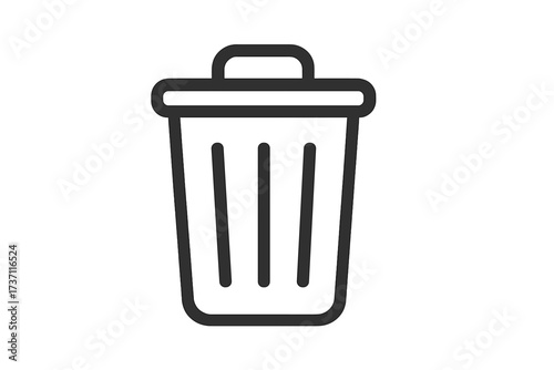 Trash can icon vector, delete symbol, remove button, flat style design, UI app icon, web interface element, isolated on white background, modern minimalist garbage bin illustration