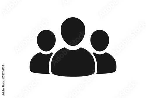 User icon symbol of business people group silhouette, avatar profile, trendy flat style vector illustration for website, logo, app, UI, isolated on white background