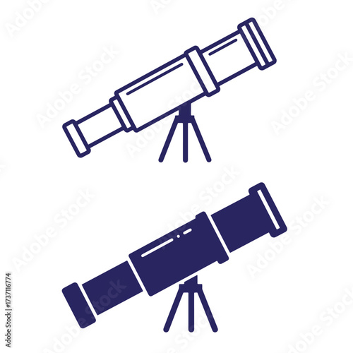 Vector illustration of a telescope in two different color variations for science or astronomy projects