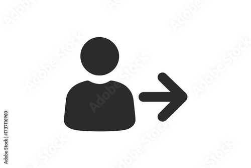 User with arrow icon symbolizing direction or next step, business person flat style vector for web, app, UI design, isolated on white background for professional use