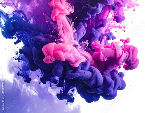 Abstract ink explosion of vibrant pinks and purples