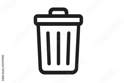 Trash can icon vector. Delete button symbol. Remove, erase, discard, and recycle bin concept. Simple line art illustration for web design, UI, app. Garbage, waste, junk.
