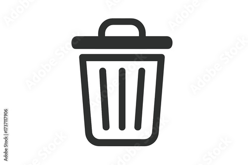 Trash can icon symbol. Concept for delete, remove, garbage, and waste. Flat vector design for web, app, UI, logo. Simple minimalist button for junk or recycling bin.
