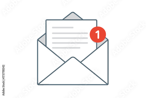New message notification. Incoming email concept. Unread mail in inbox. Envelope with letter icon. Newsletter subscription alert. Mail delivery service vector illustration.