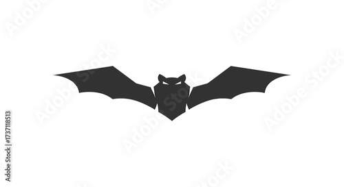 stylized bat silhouette a bold symbol soaring against a plain backdrop ideal for gaming logos halloween graphics and gothic designs creating mystery.