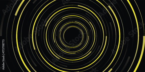 Abstract image on black background, modern digital tunnel design suitable for technology, science fiction and motion graphics concepts.