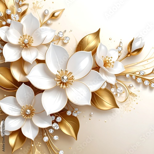 Elegant white and gold floral arrangement,petals!!