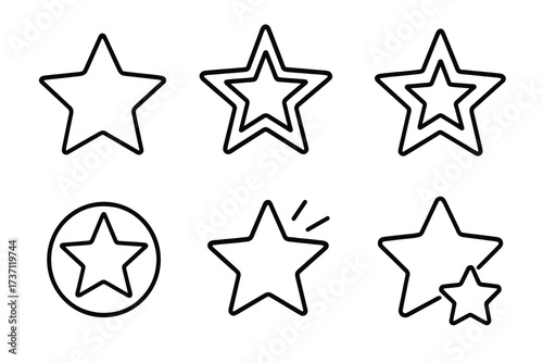 Star outline vector collection with editable stroke, perfect for infographics, articles, books, flyers, banners, web design, cartoon illustration with transparent background, versatile icons