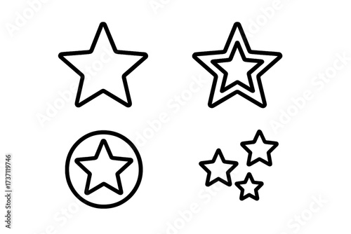 Star outline image collection with editable stroke, perfect for infographics, articles, books, flyers, banners, cartoon vector illustration with transparent background