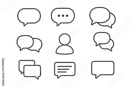 Speech Bubble Icon Set for Communication and Dialogue, Editable Stroke Vector Collection Perfect for Infographics, Articles, Books, Flyers, Banners, Messaging, Chat and Social Media Design