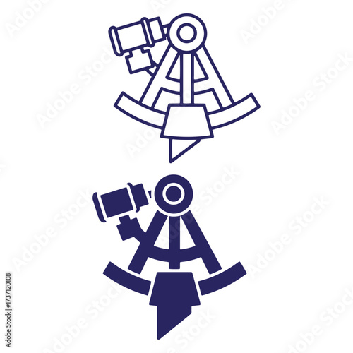 Vector illustration of two navy sextant instruments used for navigational purposes