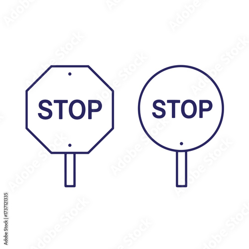 Vector illustration of two stop signs showing traffic road safety and urban navigation