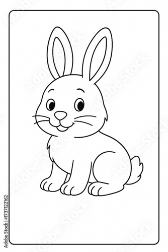 Cute cartoon rabbit illustration for coloring activity  