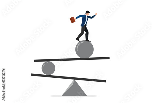 icon work concept vector template design element Balance. A business man maintains a balance between life and work. illustration