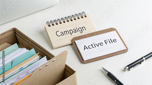 Wallpaper Mural Organization of Campaign and Active File Materials on a Clean Desk Surface with Office Supplies and Documents for Creative Projects Torontodigital.ca