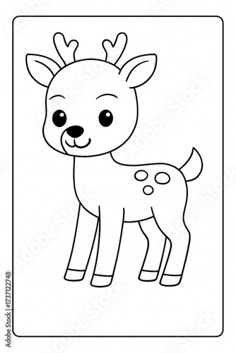 Cartoon reindeer character illustration for coloring page