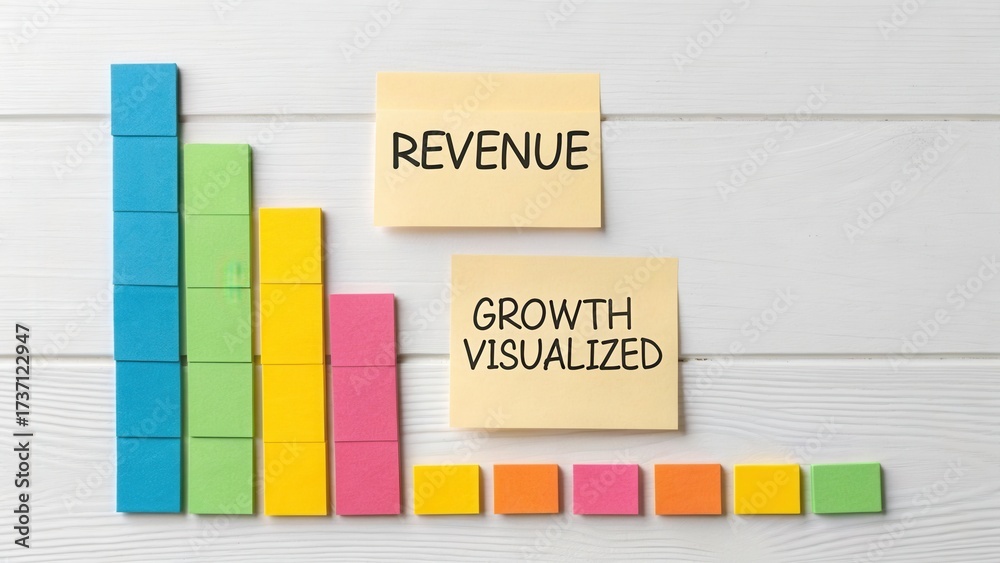 custom made wallpaper toronto digitalColorful Blocks Represent Revenue with Sticky Notes Illustrating Growth Visualized on Wooden Surface