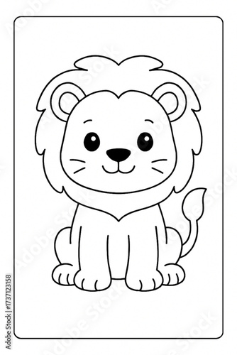 Cute lion cartoon illustration for coloring activity  