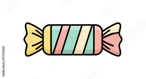 wrapped candy illustration striped wrapped candy for confectionery promotions adding a sweet colorful and fun element to designs and promotions.