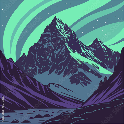 vector illustration of a mountains of pakistan