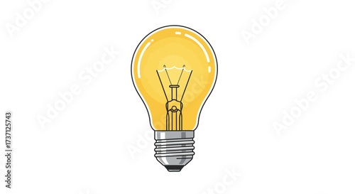 Light Bulb Icon in Flat Vector Style Representing Idea, Creativity, Innovation, Energy, Electricity, Bright Inspiration, Startup Concept, and Smart Thinking Design for Business and Technology Projects