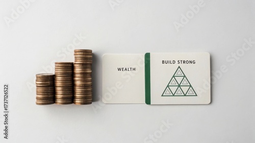 Wallpaper Mural Stacked Coins Representing Wealth with Inspirational Cards for Building Strength and Financial Growth Concepts Torontodigital.ca