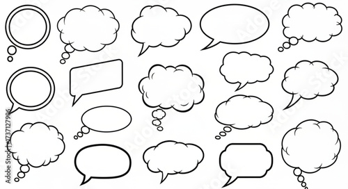 Retro empty comic speech bubbles set with black halftone shadows. Vintage design, pop art style - stock vector