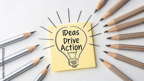 Wallpaper Mural Creative Inspiration with Light Bulb Concept and Message on Sticky Note Surrounded by Pencils and Artistic Elements Torontodigital.ca