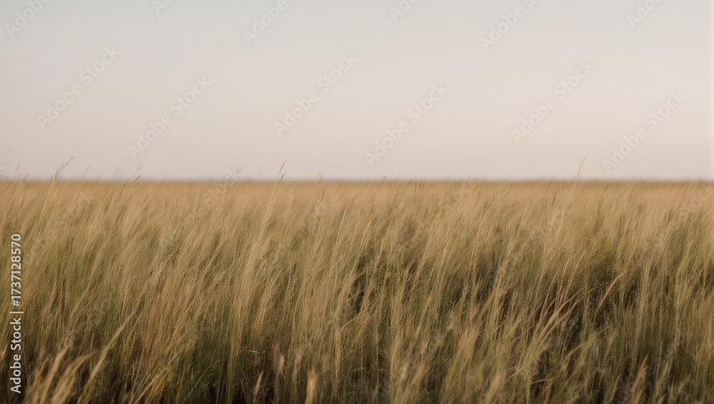 Obraz premium Golden field of tall grasses under a pale sky
