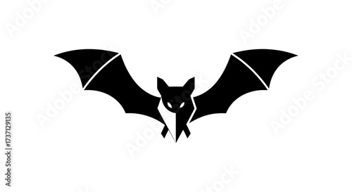 halloween bat illustration a spooky graphic bat silhouetted against a white backdrop symbolizing fright darkness perfect for holiday e-cards or posters.