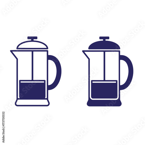 Simple vector illustration of french press coffee makers in a modern and clean design