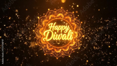 happy diwali glowing mandala particles celebration loop