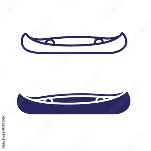 Simple vector illustration of two canoes representing recreational water transportation