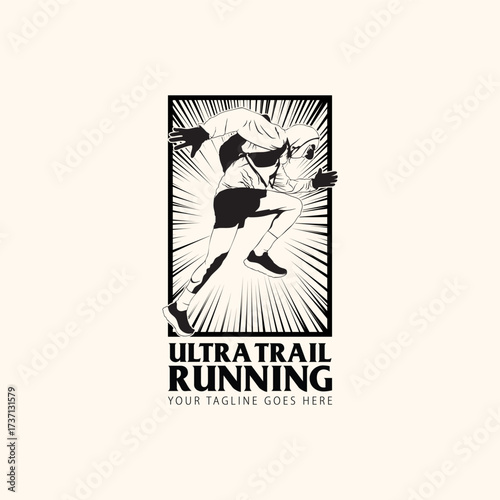 ultra trail run logo vector image