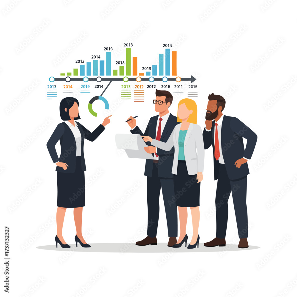 Fototapeta premium Business Team Analyzing Data and Charts for Strategic Planning.