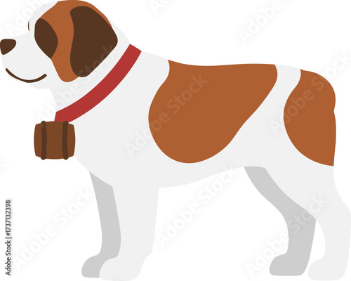 Flat Graphic Saint Bernard Dog Standing Side View Animal Illustration