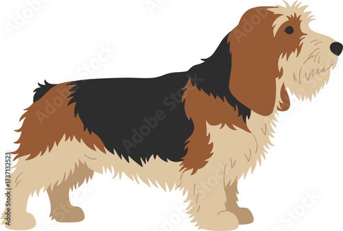 Simple Style Standing Grand Basset Griffon Vendeen Breed Dog Illustration