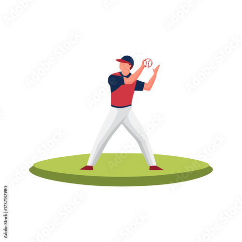 A baseball player in uniform stands on a green field, preparing to throw a baseball with both hands.