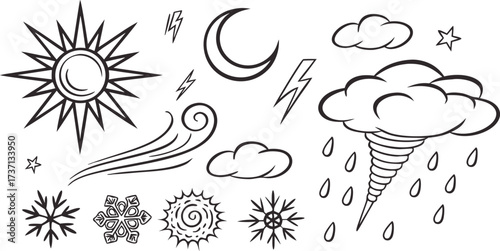 Collection of weather icons and symbols