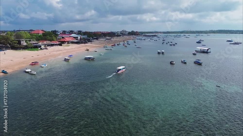 Aerial view of water rides in Tanjung Benoa, Bali.
