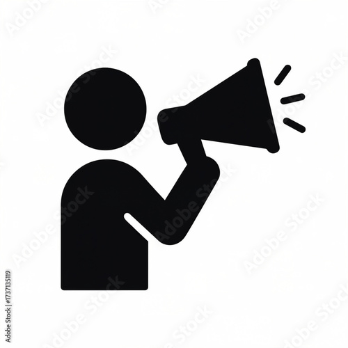 Person Talking On Megaphone Vector Icon – Speaking, Announcement and Communication Illustration