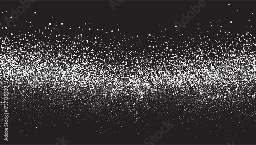 Black scratched grunge background, old film effect, space for text vintage effect, traces of antiquity. White dust particles on a dark background. Old black paper or cardboard for backdrop. Vector ill