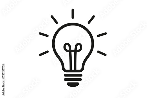 Light bulb icon. Symbol of a great idea, creativity, innovation, and thinking. Electric lamp graphic for business solution, knowledge, learning, and inspiration. Energy concept.