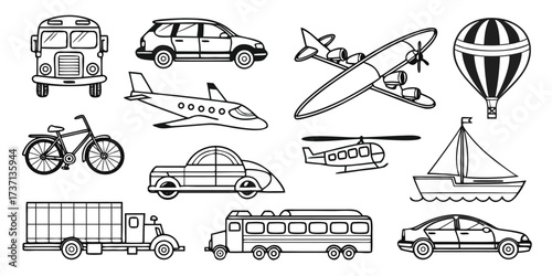 Collection of various transportation vehicles and modes of transport