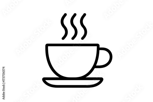 Cup of coffee vector line icon. Hot drink with steam. Tea mug symbol. Cafe or restaurant logo. Simple black outline pictogram for beverage, espresso, or cappuccino menu design.