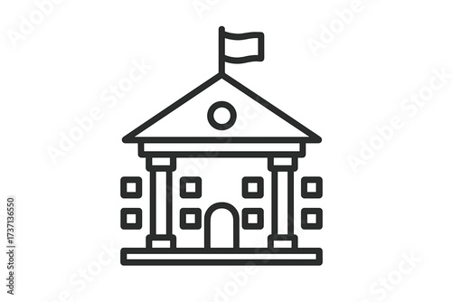 University line icon. School building, college, academy sign. Education symbol. Government, courthouse, finance, bank vector. Classic architecture. Public institution pictogram.