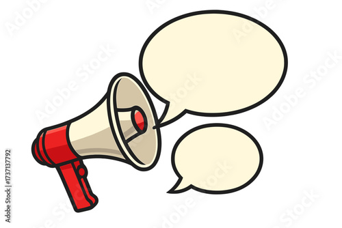 Megaphone with speech bubble for important message or announcement. Loudspeaker vector icon for business, marketing, and advertising promotion. Communication, alert, and news concept.
