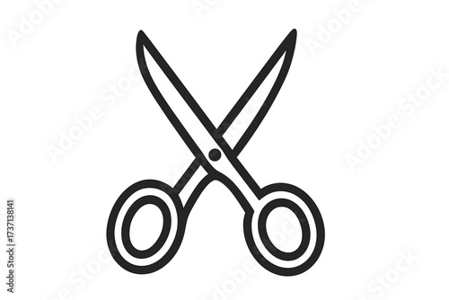 Black scissors icon vector illustration with transparent background, classic cutting tool silhouette, office and craft supplies, simple design for digital and print use