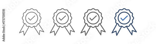 
outline icon set quality with award certificate design and check mark